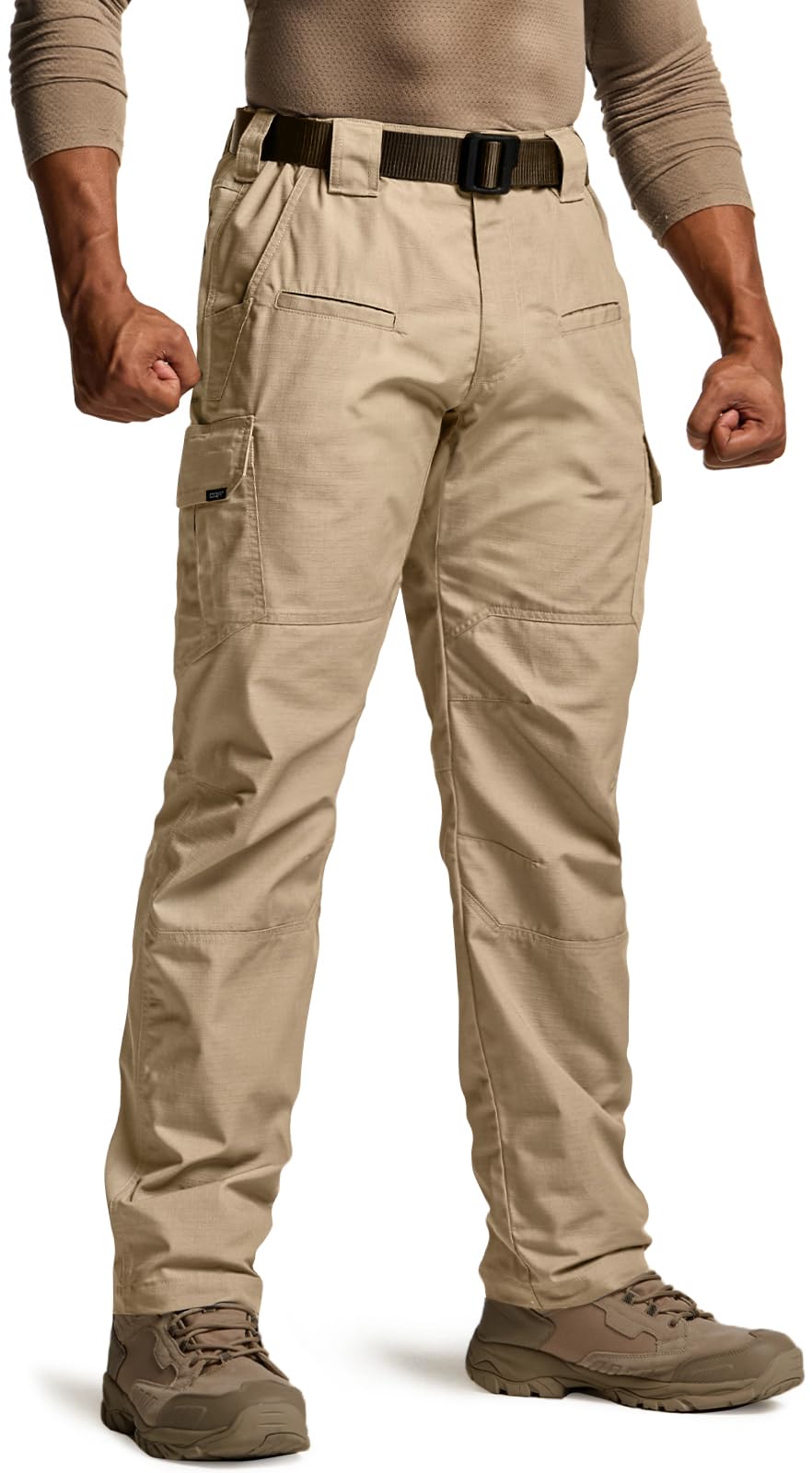 CQR Men's Tactical Pants, Water Resistant Ripstop Cargo Pants, Lightweight EDC Work Hiking Pants, Outdoor Apparel, Raider Khaki, 44W x 32L