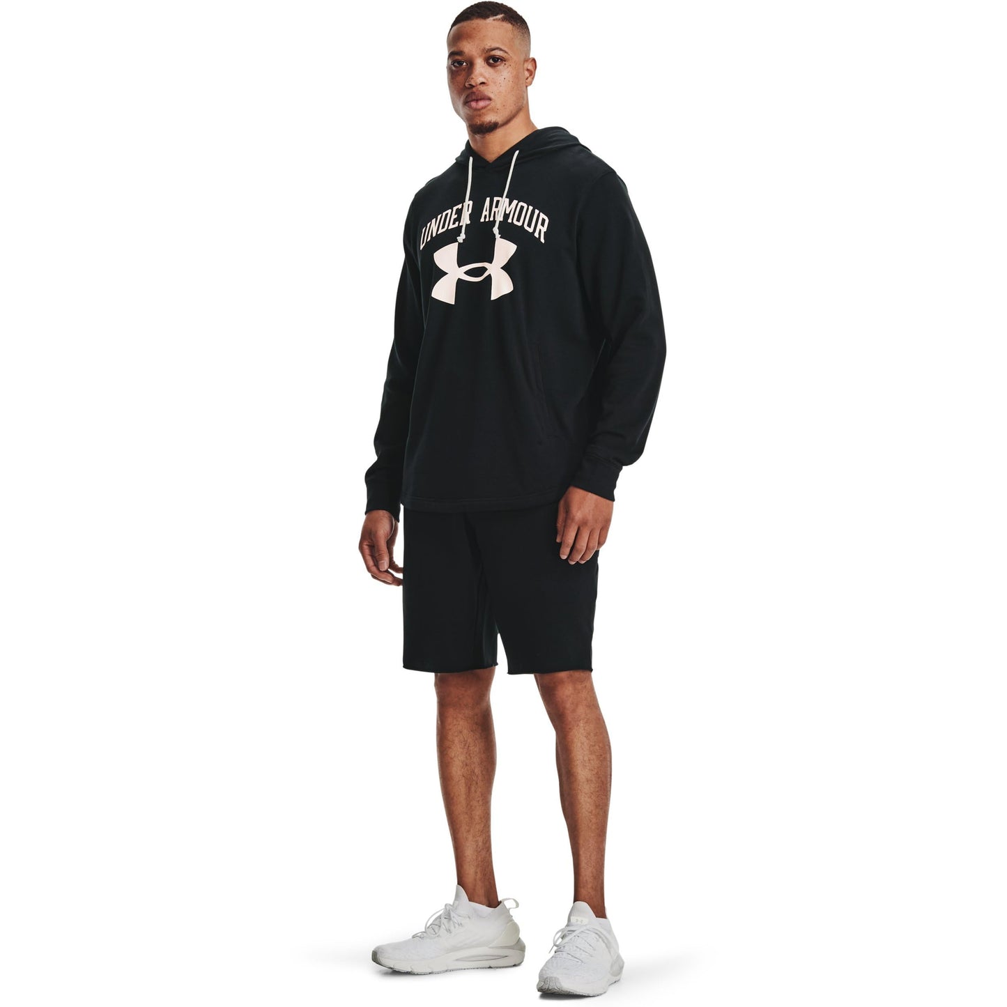Under Armour Mens Rival Terry Shorts , Black (001)/Onyx White , Small