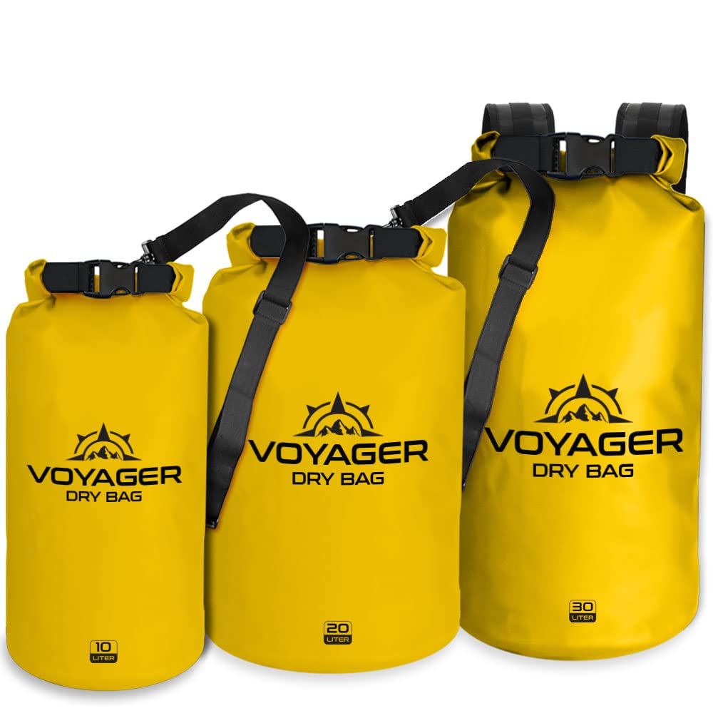 EcoGear FX Heavy Duty Waterproof Dry Bag Voyager Series - Durable Roll Top Compression Bag - Kayaking, Rafting, Boating, Hiking, Fishing, Camping and Outdoors - Phone Case Included - 20L