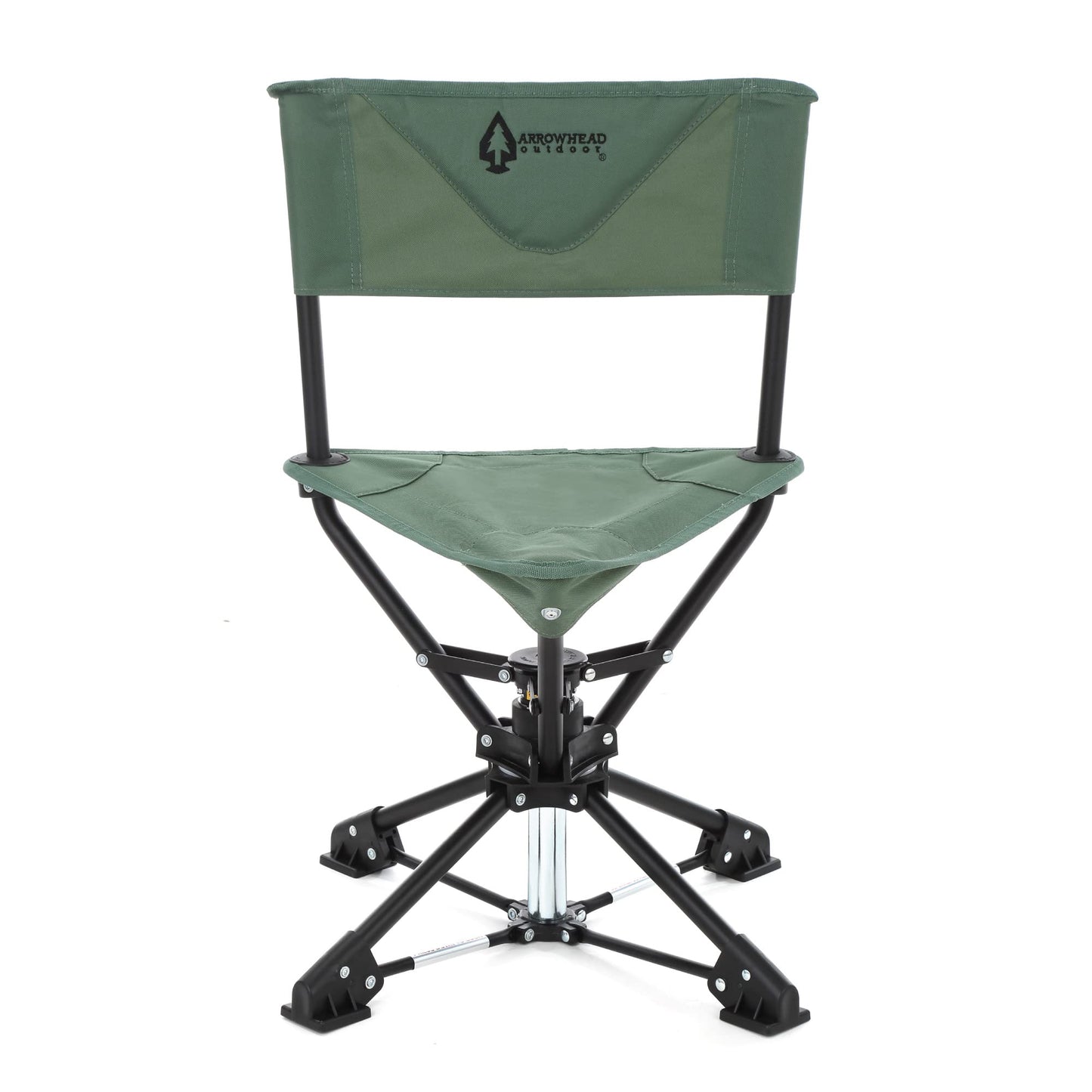 ARROWHEAD OUTDOOR 360° Degree Swivel Hunting Chair Stool Seat, Perfect for Blinds, No Sink Feet, Supports up to 450lbs, Carrying Case, Steel Frame, Fishing, High-Grade 600D Canvas