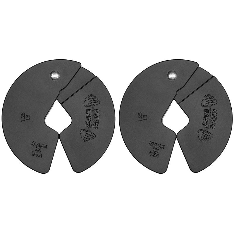Micro Gainz Dumbbell Fractional 1.25lb Weight Plate, Ideal for Micro Loading, (Choose Color) 2 Piece Fractional Weight Plates, Designed for Dumbbell Training, Made In USA (Black)