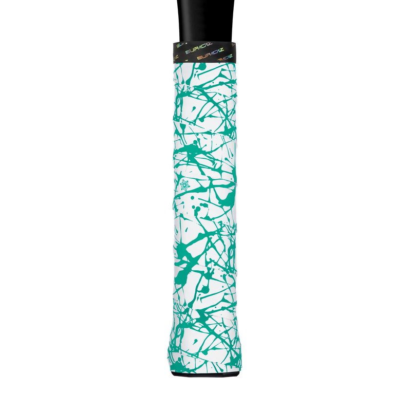 Supacaz Super Sticky Kush Mint Splat Tennis Overgrip - Racket Dry Overwrap - Racquet Grip Tape - Over Grip Wrap - 3pk