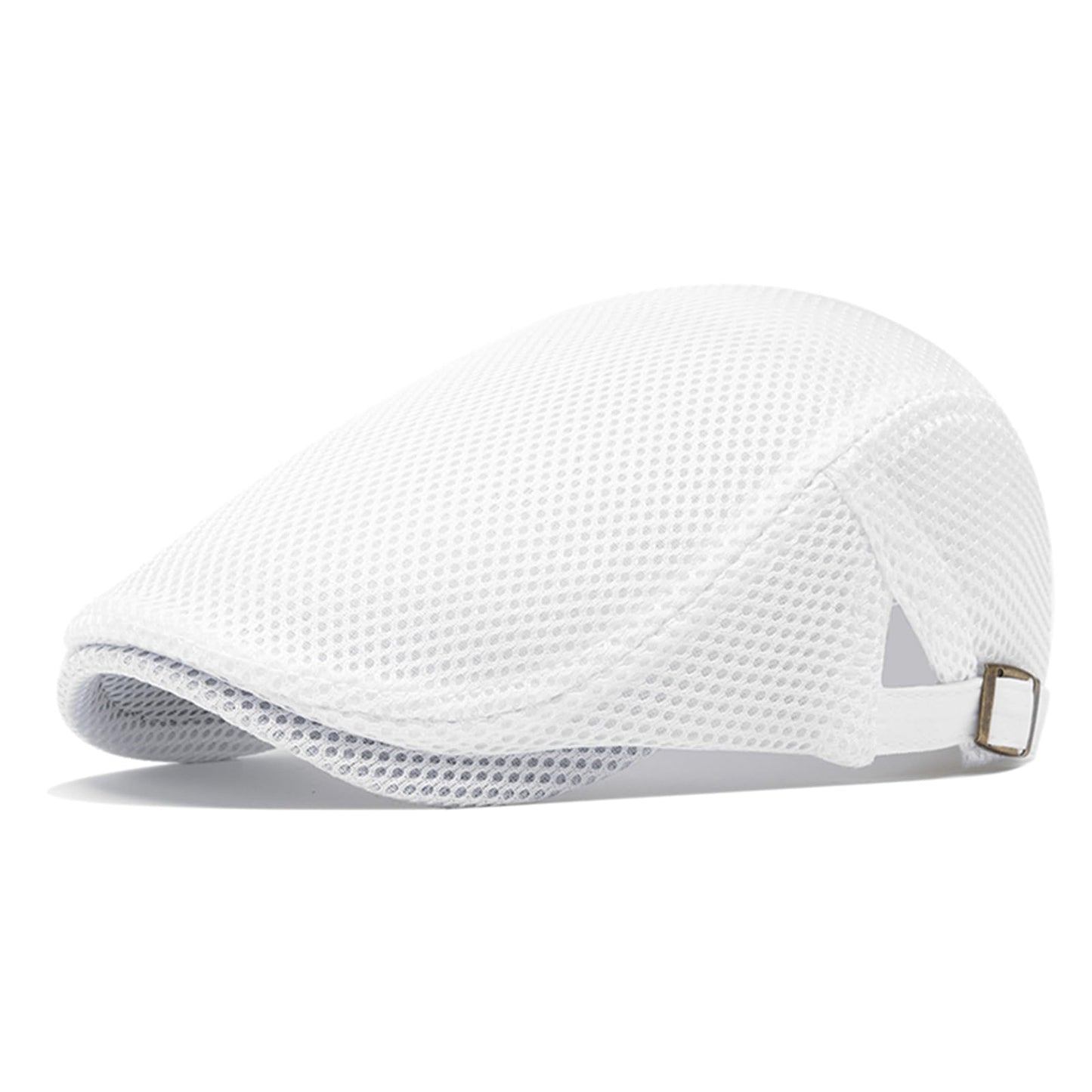 meioro Mens Breathable Mesh Summer Hat Adjustable Flat Cap Newsboy Beret Ivy Cap Irish Cabbie Fishing Hats（White）