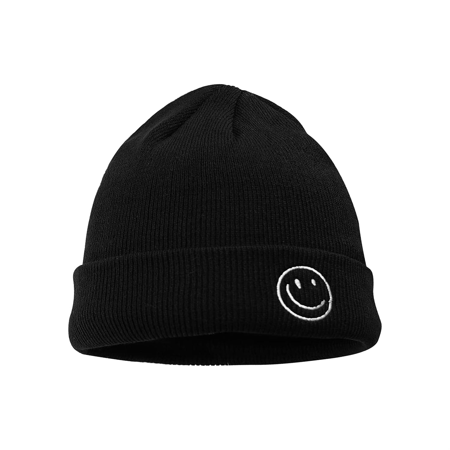 CLAPE Beanie Hat for Men, Cute Embroidery Smiley Face Winter Hat Women Outdoor Ski Snowboarding Knit Cuffed Fisherman Beanie