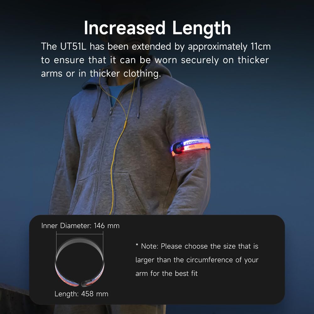 NEXTORCH LED Slap Armband Lights Rechargeable Safety Wristband Lights (1 Pack) High Visibility Reflective Bands Reflector Gear Glow Bracelet for Bicycling Dog Walking Running Joggers