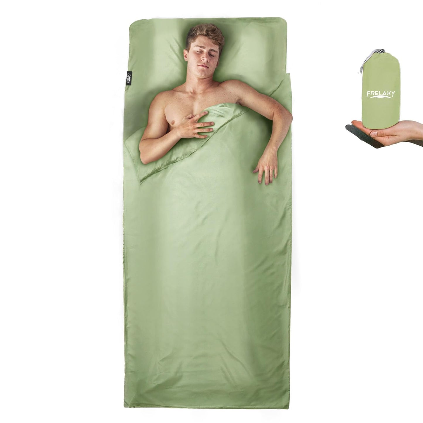 Frelaxy Sleeping Bag Liner, XL Travel Sheet & Camping Sheet for Backpacking, Hotel, Hostels & Traveling, Comfy & Easy Care, 4 Seasons Warm Cold Weather