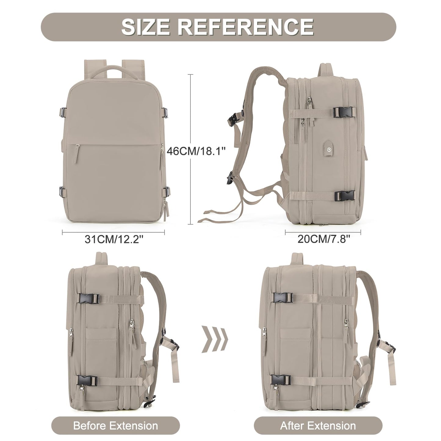 Expandable Travel Backpack For Women Men Airline Approved Personal Item Backpack For Airlines Carry On Backpack Flight Approved Waterproof Backpack For Traveling On Airplane Weekender Travel Bag