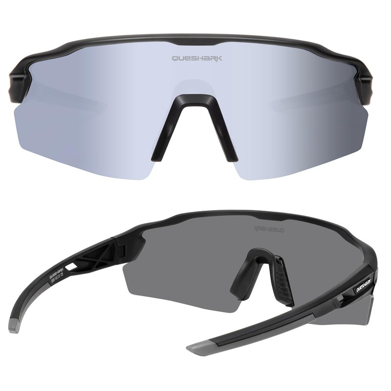 Queshark Polarized Sports Sunglasses, 4 Interchangeable Lenses | UV400 Protection, Cycling Glasses for Mountain Bike Running
