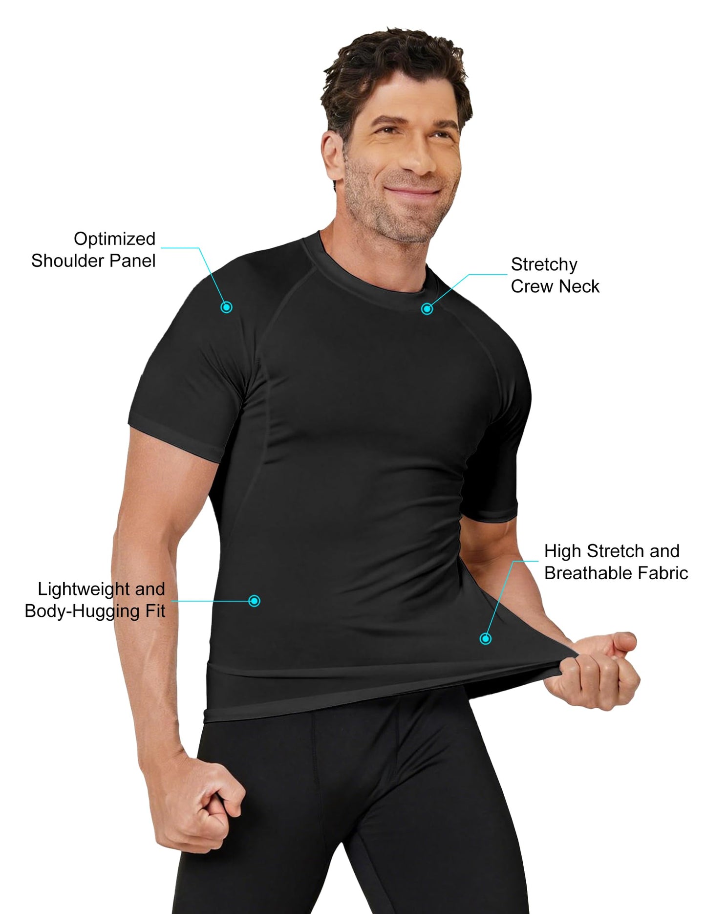 Veldtholos 4 Pack Men's Compression Shirts Short Sleeve Cool Dry Workout T-Shirt Undershirt Rash Guard for Gym Running AM