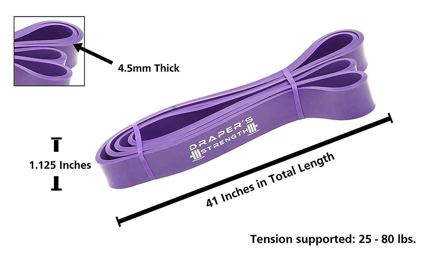 Draper's Strength Heavy Duty Resistance Stretch Loop Bands for Powerlifting Workout Exercise and Assisted Pull Ups 04. Purple