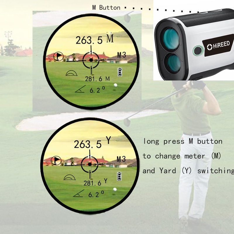 HiREED Golf Rangefinder with Slope 1200 Yards Laser Range Finder Golf Continuous Scan Flag Lock Vibration, 7X Magnification Strong Magnet USB Rechargeable Range Finders with Magnet Stripe