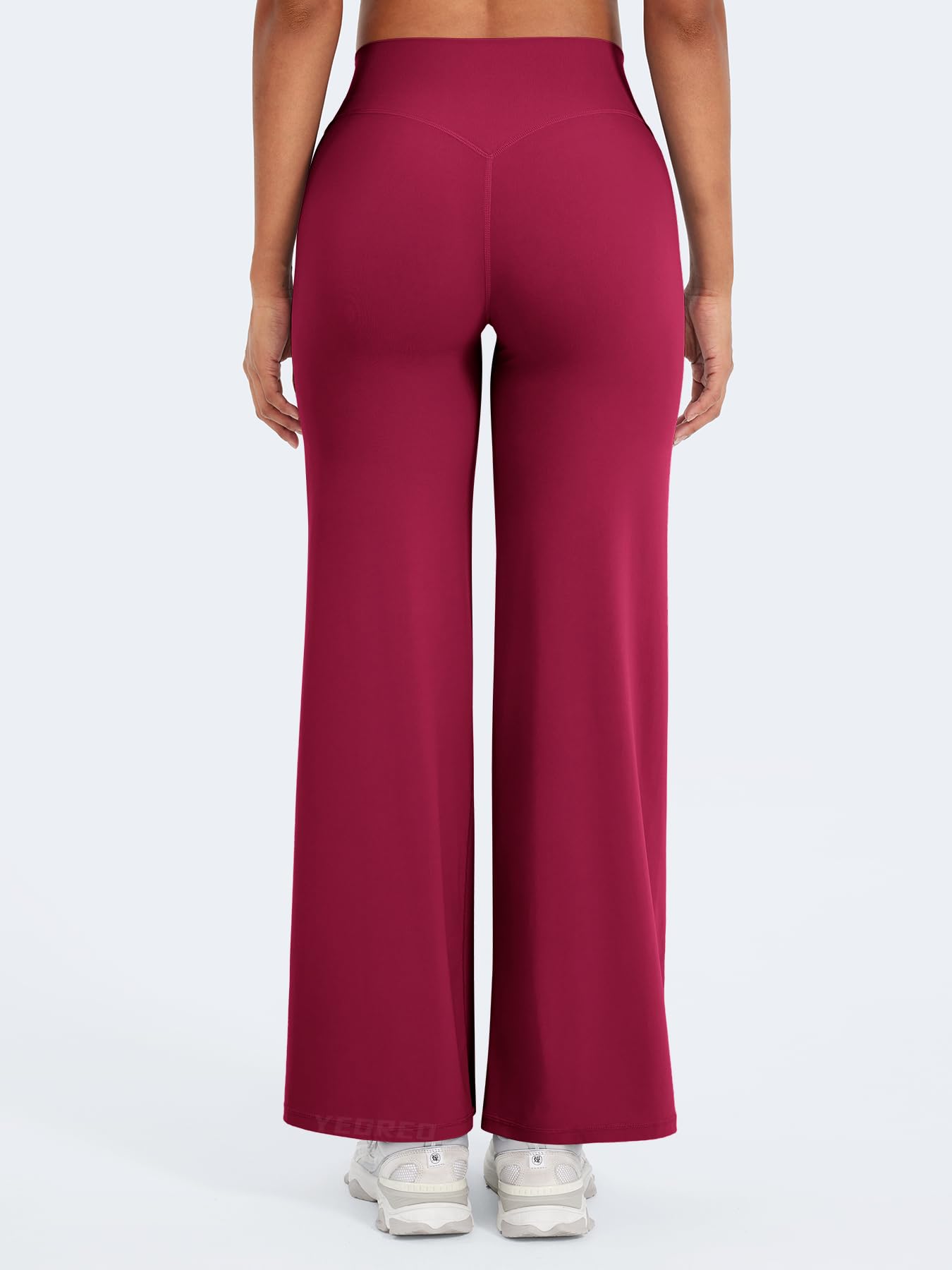 YEOREO Workout Leggings Womens No Front Seam Straight Leggings 29" High Waist Buttery Eddiy Gym Yoga Pants Ruby Red XL