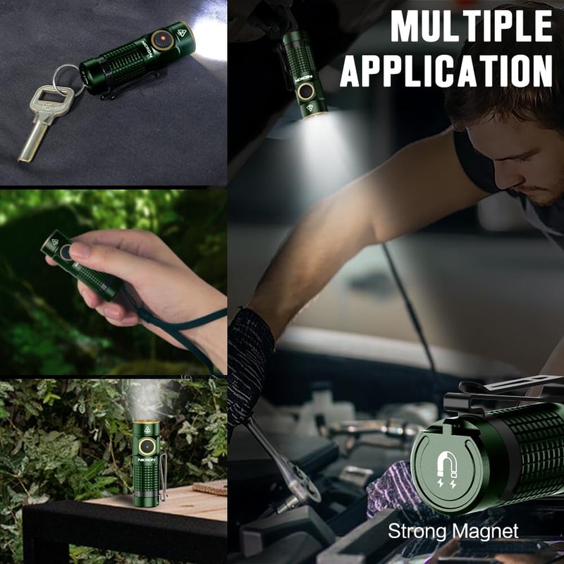 NICRON C1 EDC Flashlight Rechargeable, 1200 High Lumens Type C Charging Pocket Light with Tail Magnet - Small and Powerful Flashlight Dual-Way Clip Portable IPX8 Waterproof for Camping and Daily Use