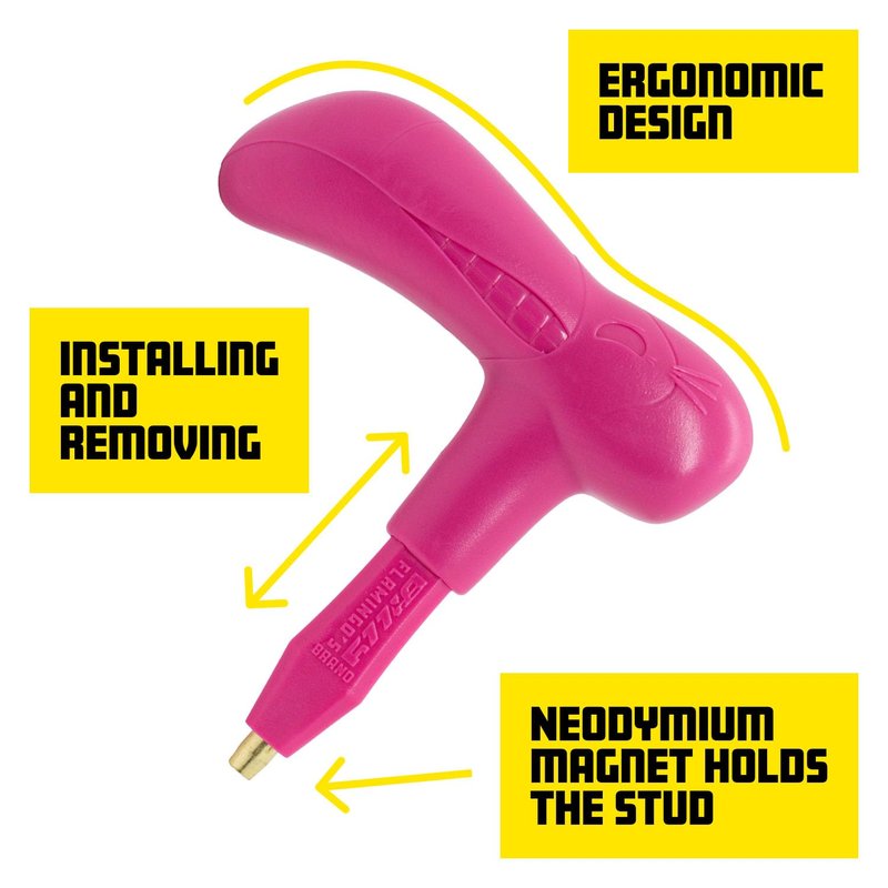 BILLY FLAMINGO'S BRAND Bicycle Tire Stud Insertion Tool for Studdable Bike Tires, Ergonomic Handle, Magnetized Tip