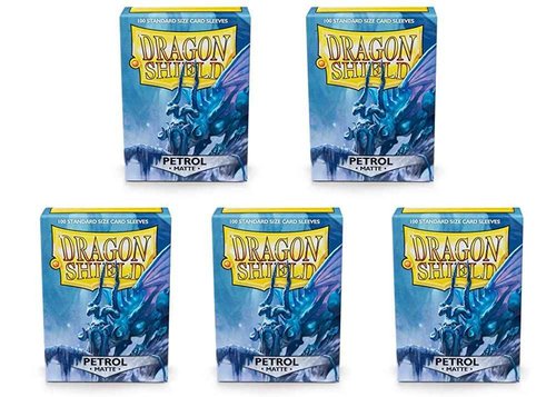 5 Packs Dragon Shield Matte Petrol Standard Size 100 ct Card Sleeves Value Bundle!