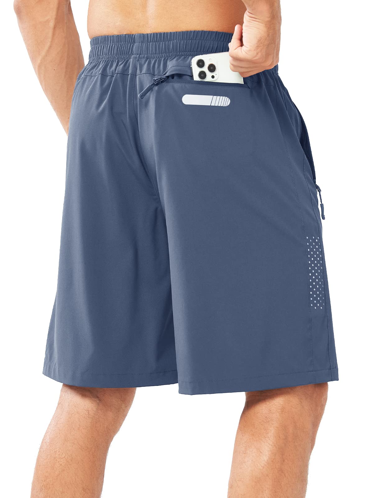 NORTHYARD Men's Athletic Running Shorts Gym Workout 7"/9"/5" Quick Dry Lightweight Sports Basketball Tennis 3 Zipper Pockets FEDERALBLUE-9inch 3XL