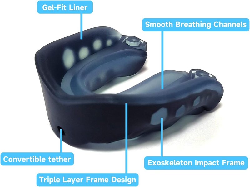 Football Mouthguard for Kids - 2 Pack with Straps & Case | Youth Sports Mouthpiece for Boxing, Basketball, MMA, Lacrosse, Hockey