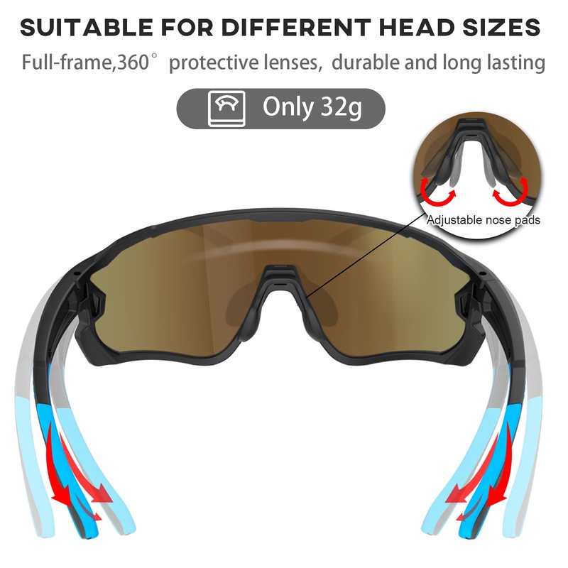 GlaRid Cycling Glasses, Anti-Glare Polarized Running Sunglasses for Women/Men With Sunglasses Case, UV400 Protection, Sports Sunglasses with Non-Slip Temple for Running, Softball, Biking, Fishing