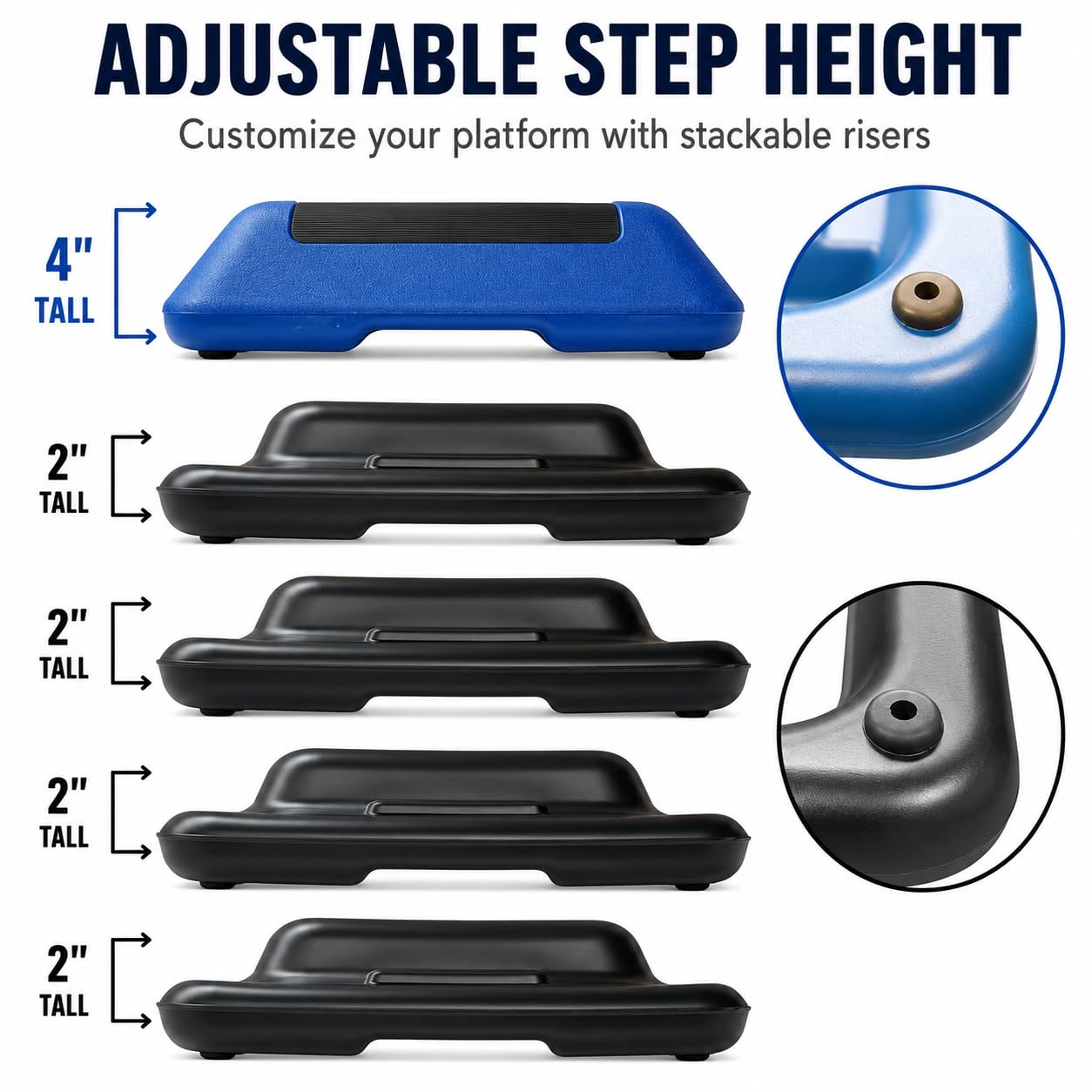 Gronk Fitness Aerobic Step Platform | Adjustable 16x16 Non-Slip