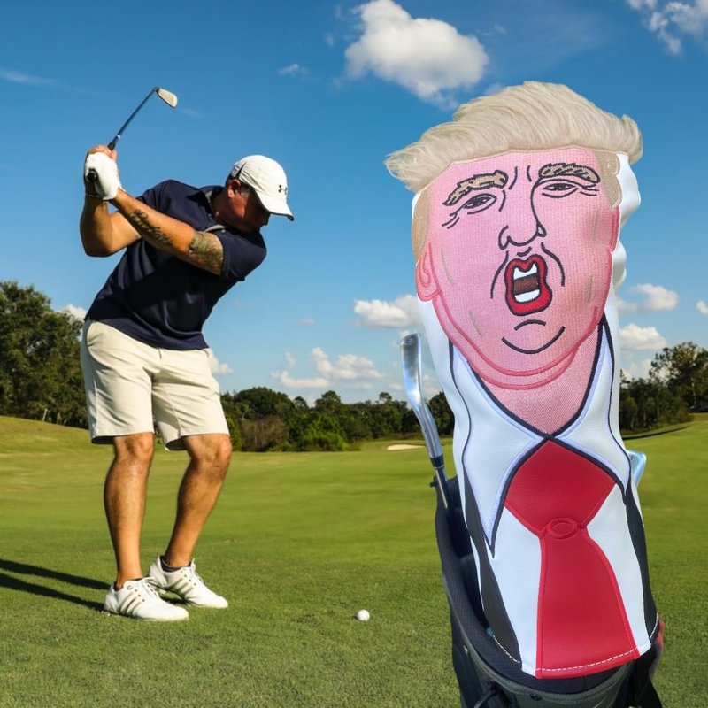 Donald-T Save America Golf Driver Headcover | Great Gift for Republican Golfers | Premium Leather Exterior and Soft Protective Interior Fits Any Size Driver