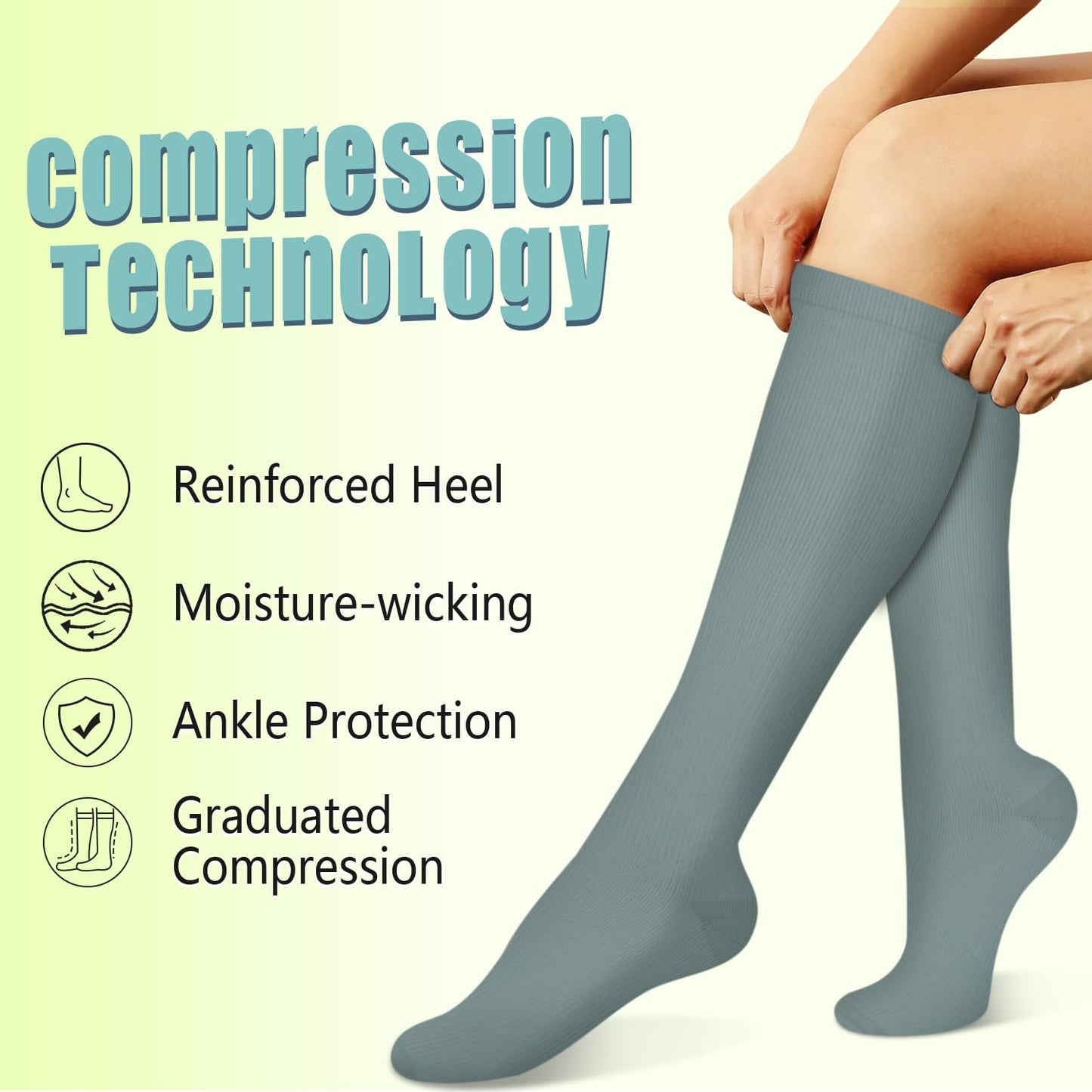 Iseasoo Copper Compression Socks (15-20 mmHg) for Men & Women - Running, Hiking, Cycling, Travel - Improves Circulation（S/M）
