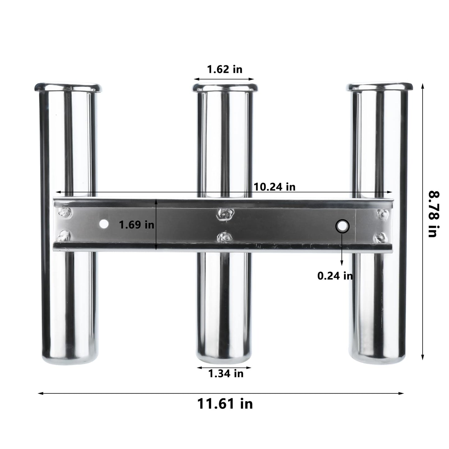 NovelBee 3 Tube Boat Fishing Rod Holder,316 Stainless Steel Fishing Rod Rack for Marine Boat Yacht