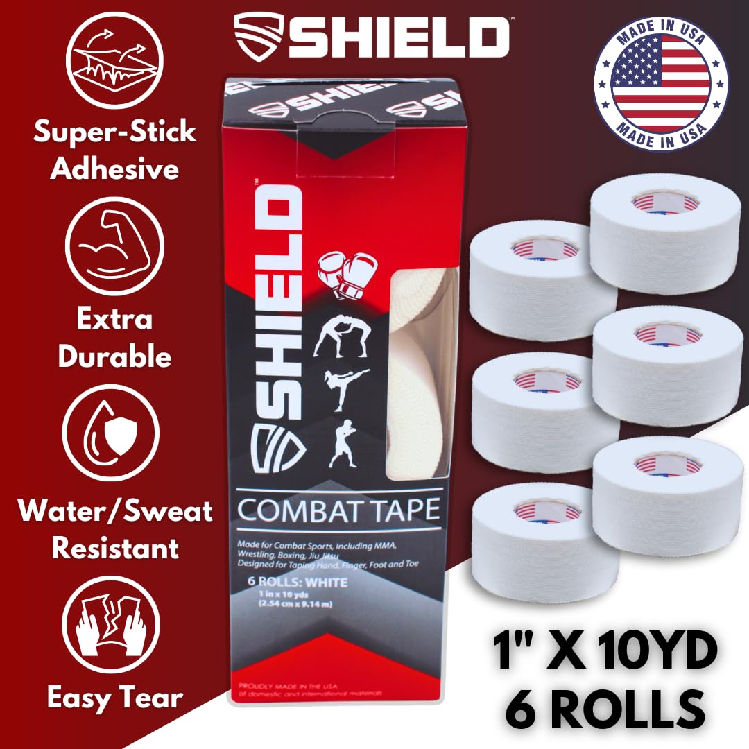 SHIELD Combat Tape 1" Inch x 10 Yards, 6 Pack, White