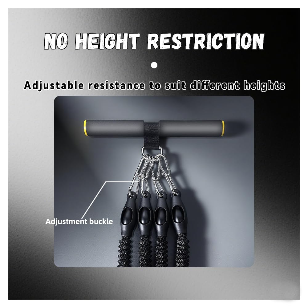 ULAKLU Multifunction Tension Rope Set,Upgraded Smart Stirrup Puller-Adjust Sit Up Bar-Pedal Puller Tensioner Workout Bands Resistance with Abdomen/Waist/Leg/Hips/Chest/Back (4 Ropes)