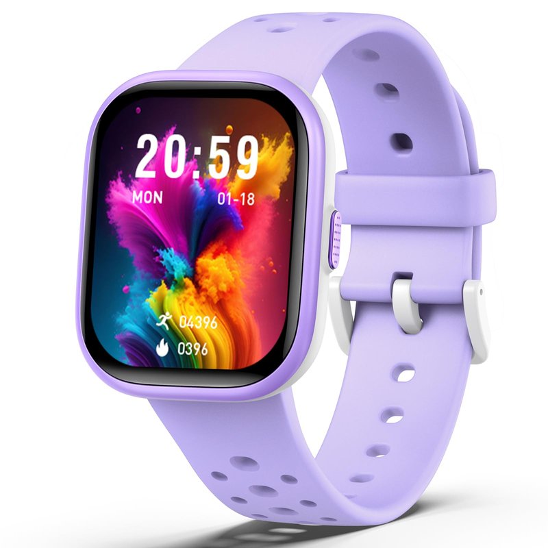 Teslahero Upgraded Kids Smart Watch Fitness Tracker, 1.85" Screen with 12 Puzzle Games, Heart Rate Sleep Monitor, Pedometer, Waterproof Activity Tracker with/without APP for Fitbit Boys Girls (Purple)