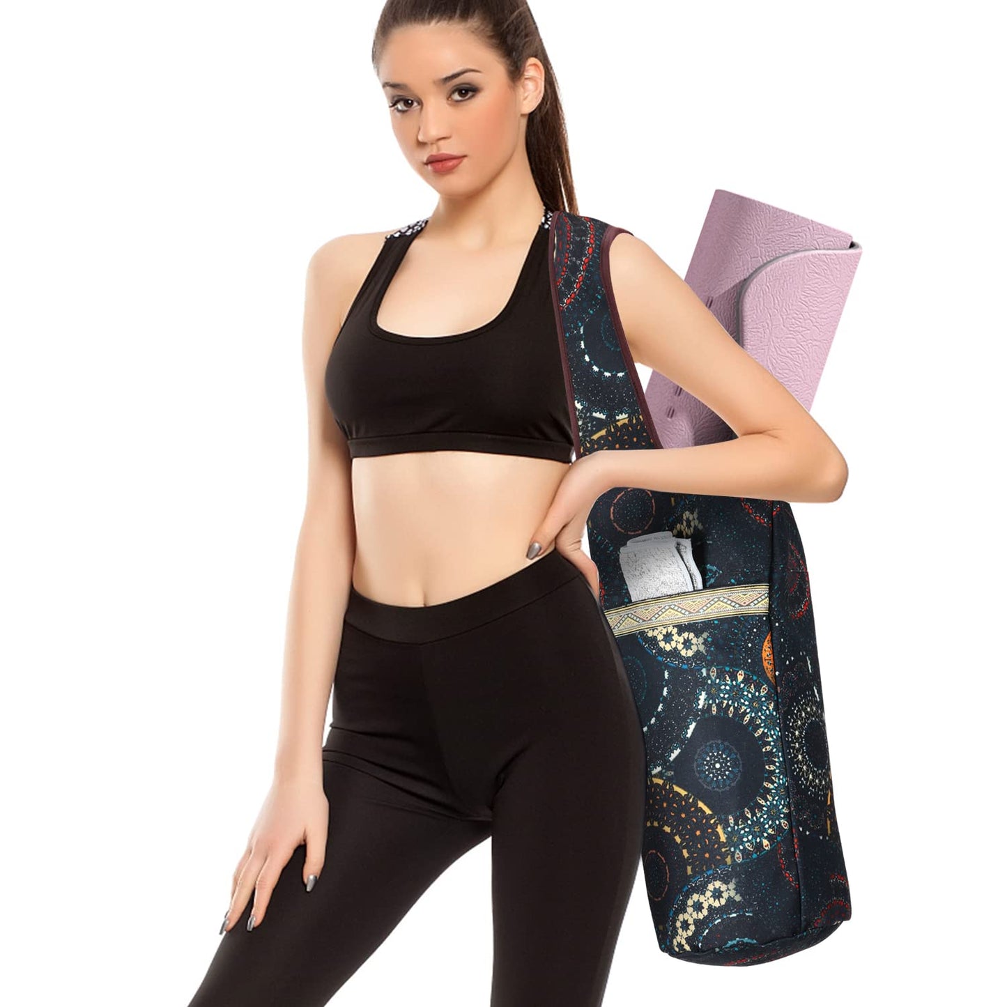 KYKU Yoga Mat Bag | Yoga Tote Bag | Yoga Mat Carrier Bag with Pockets | Fit Most Size Mats