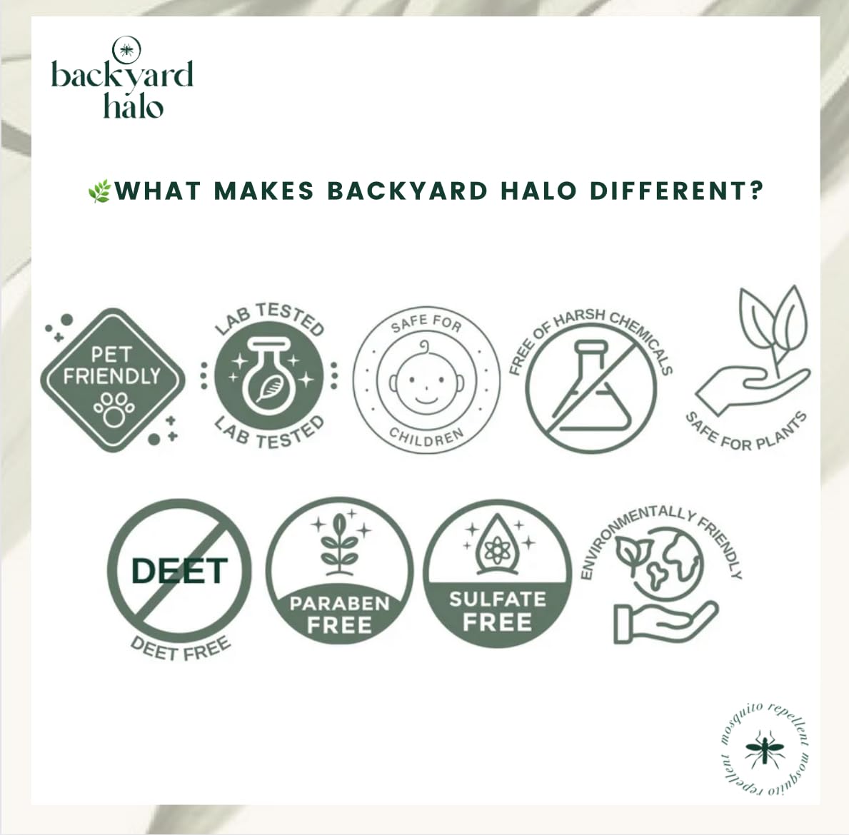 Backyard Halo Natural Mosquito and Insect Repellent | DEET Free | 4 oz Pump Spray | Children and Adult Safe | Environmentally Friendly | Free of Harsh Chemicals