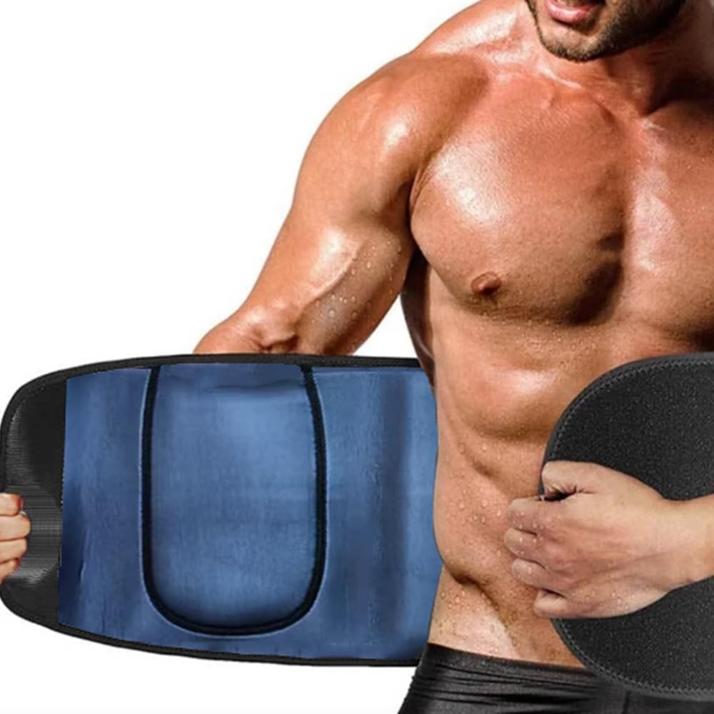 Waist Trainer for Women & Men – Sweat Belt Trimmer, Neoprene Belly Band for Weight Loss, Workout & Core Support – Adjustable (Blue, Medium)