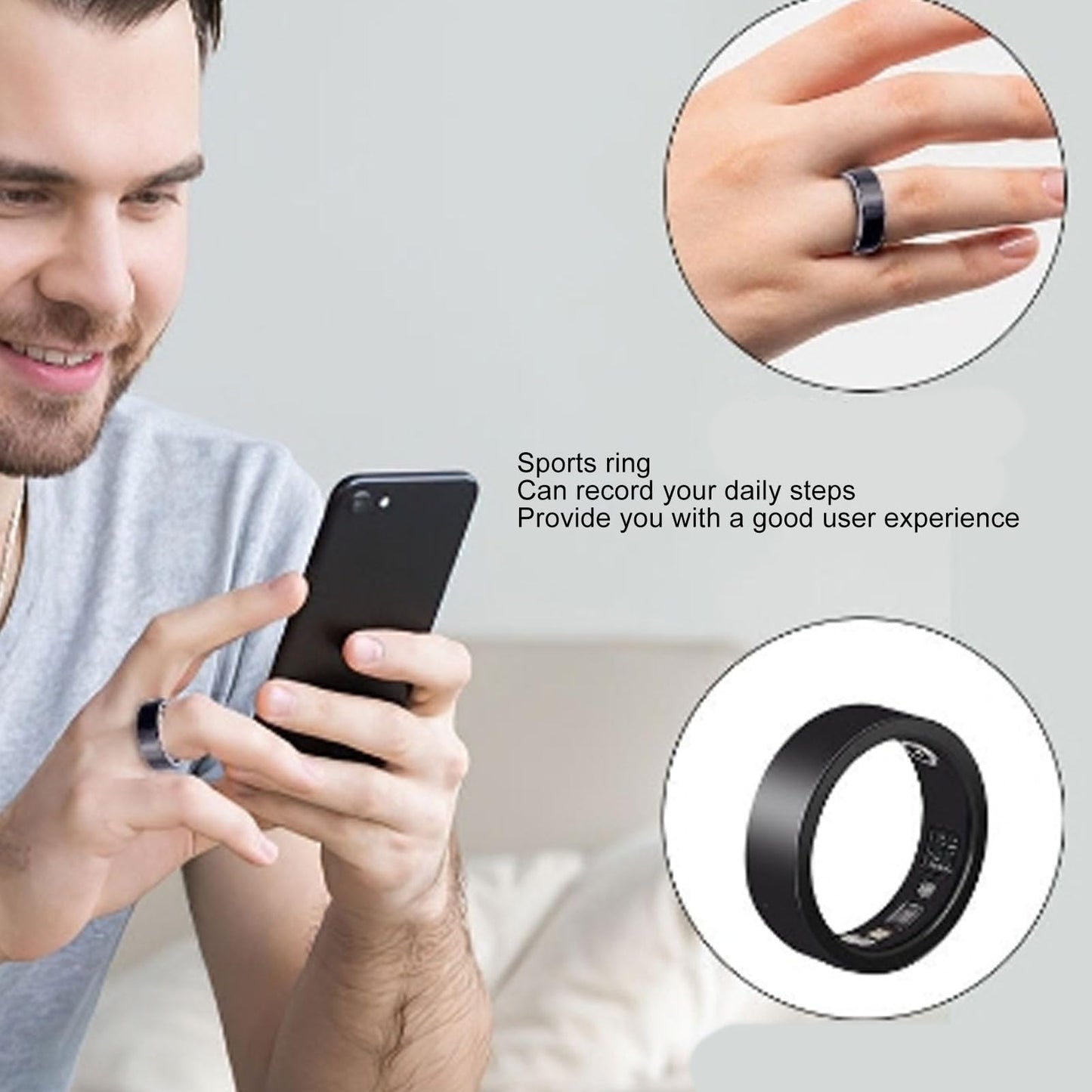 Smart Ring, 24/7 Heart Rate Monitor, Sleep, Blood Oxygen, Body Temperature, Pedometer, Smart Ring Health Monitor Fitness Tester for Sleeping with Charging Case (NO 22)