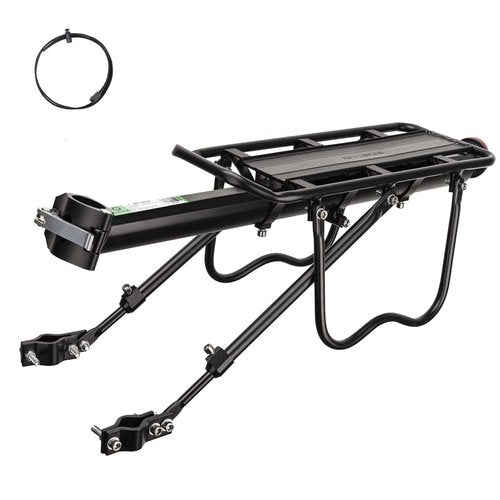 ROCKBROS Rear Bike Rack Bike Cargo Rack Adjustable Bicycle Luggage Carrier Rack Rear Quick Release Mountain Bike Pannier Rack with Elastic Band and Reflector, Most 165 lbs Capacity