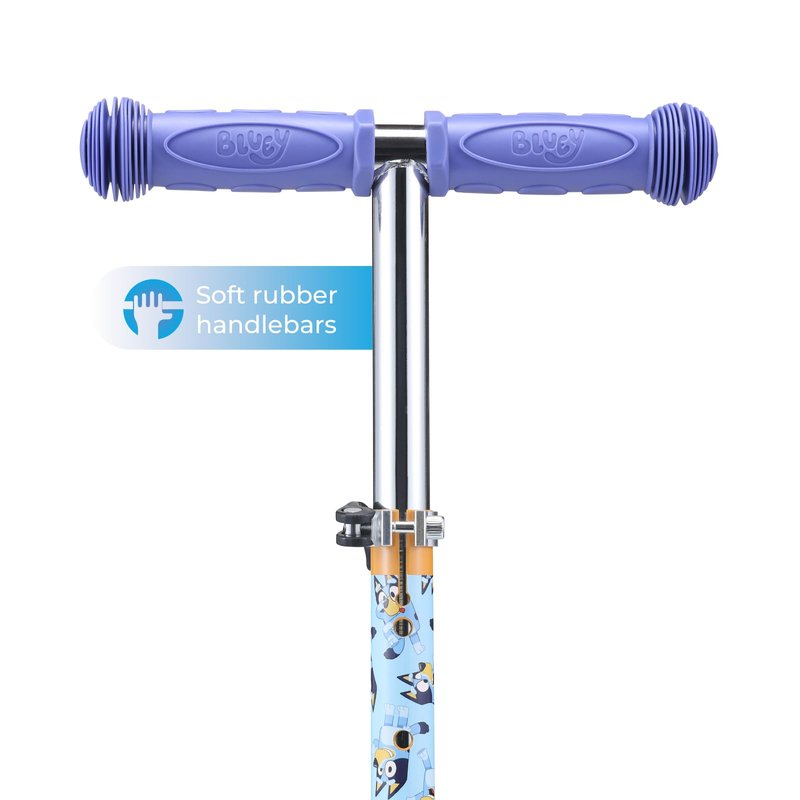 Bluey Self Balancing Kick Scooter with Light Up Wheels, Extra Wide Deck, 3 Wheel Platform, Foot Activated Brake, 75 lbs Limit, Kids & Toddlers Girls or Boys, for Ages 3 and Up