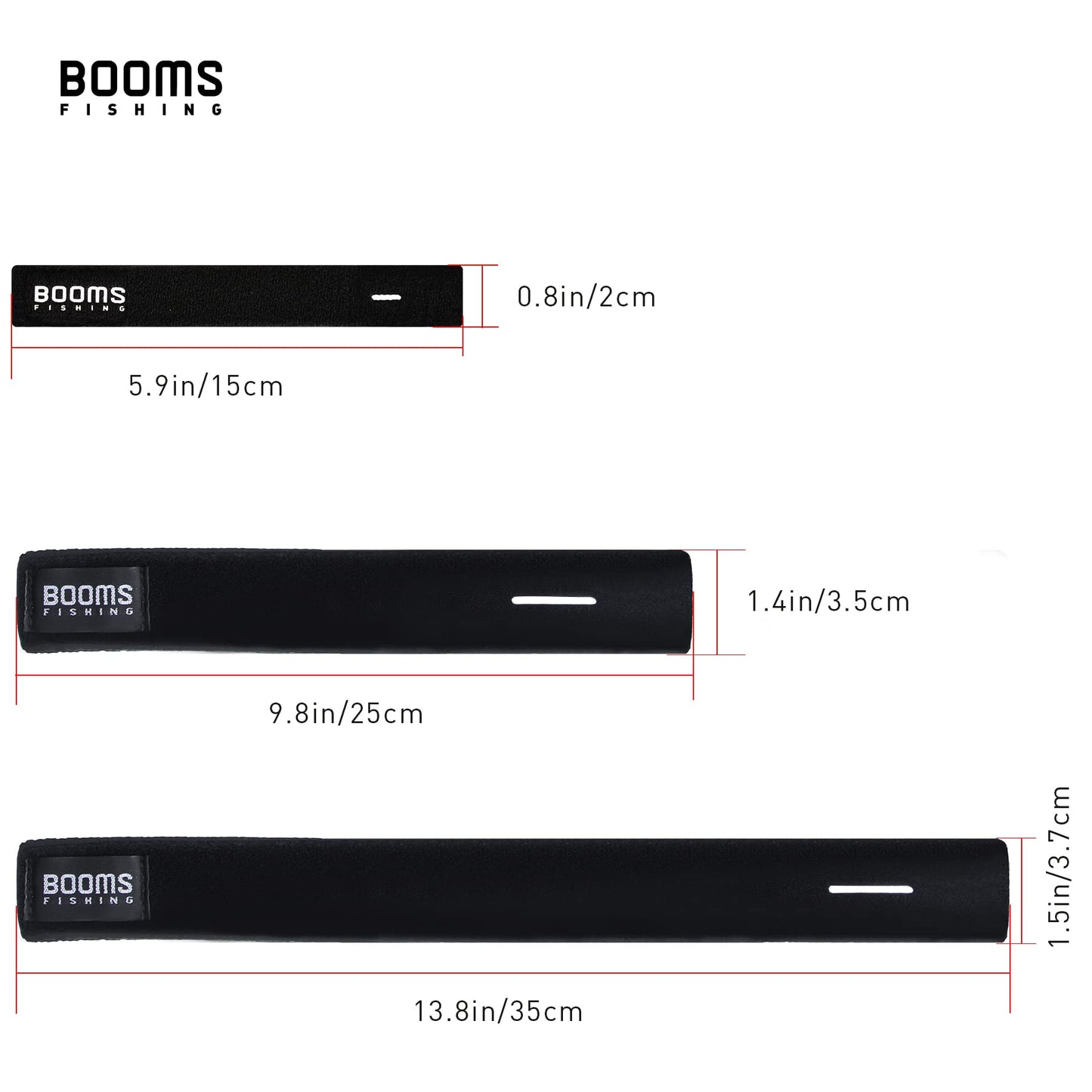 Booms Fishing RS3 5.9" Fishing Rod Wrap Pole Straps for the Tip of the Rods, Black 6pcs