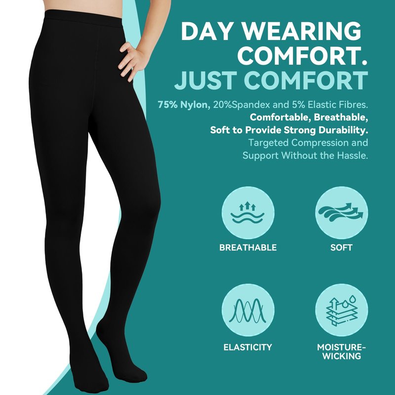 Orgood Compression Tights Women, 20-30 mmHg Graduated Compression Pantyhose for Women, Waist High Closed Toe Compression Stockings,Support Hose for Varicose Veins, Edema, Flight, DVT