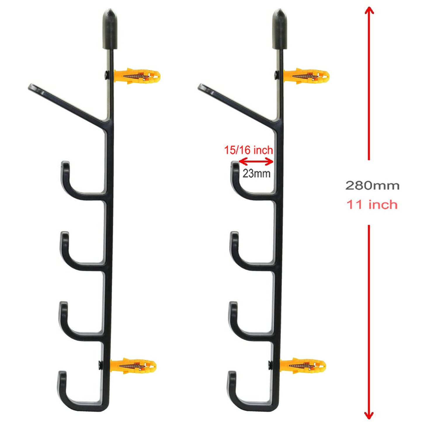 1Pair Fishing Rod Storage Rack, Horizontal Wall Mount Fishing Pole Holder Storage Organizer for Garage & Cabin & Basement - Holds up to 5 Rod - Easy to Install . Hardware included.