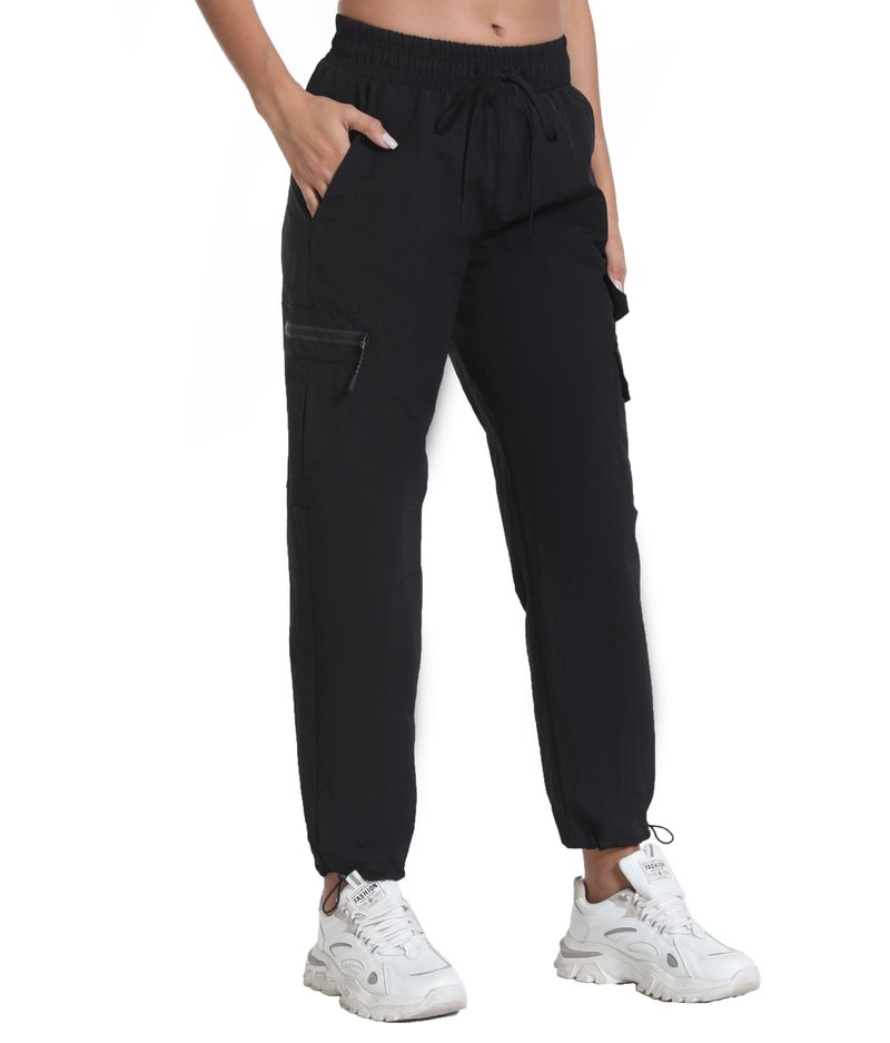 Rrosseyz Women's Hiking Pants with Pockets - Lightweight Water Resistant Joggers Cargo Pants for Casual Travel Golf Outdoor(Dark Black,M)