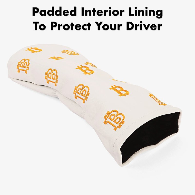 Bitcoin Golf Driver Headcover - Leather Golf Club Covers - HODL 21 Head Cover Golf Accessories (Black)