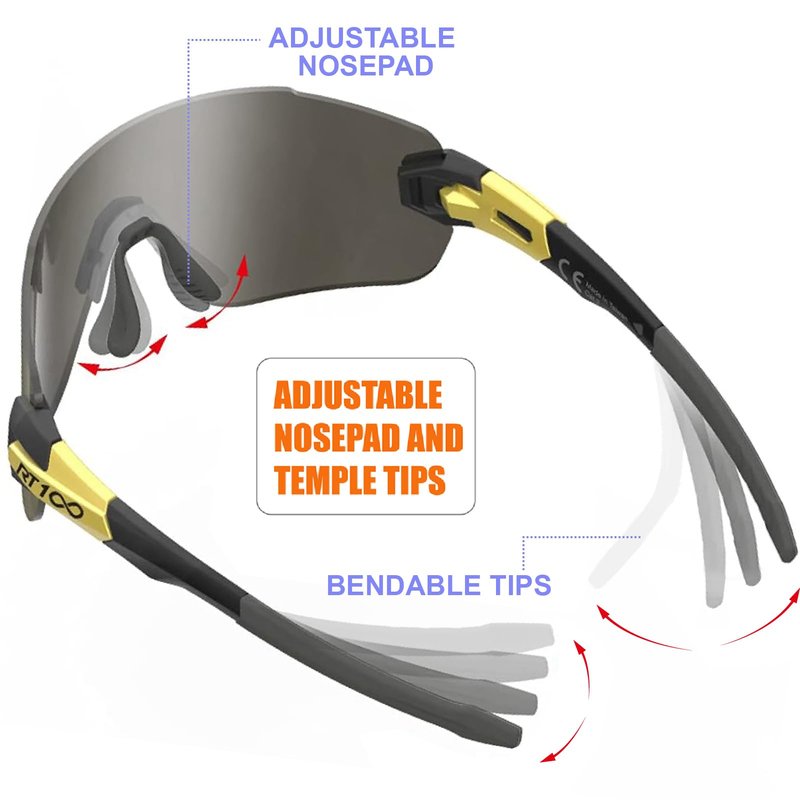 RT100 Frameless wrap around small to medium gold Cycling Sunglasses for Women Men Road biking Triathlon sunglasses Volleyball Running junior Baseball