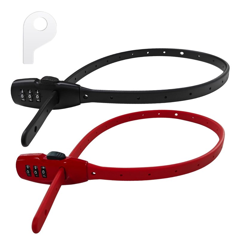 MEINUOKA 2 Pack Adjustable Zip Tie Lock with 3-Digit Combination for Helmet, Bike Rack, Motorcycle, Skateboard, Luggage, Skis, French Door, Stroller & Cabinet, Lightweight Bicycle Lock