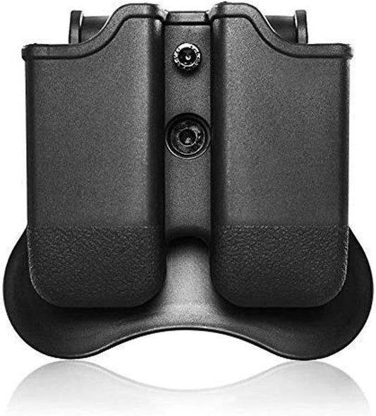Double Magazine Pouch for Glock 17, 19, 22, 23 | 9mm & .40 Cal Dual Stack Mag Holder - Adjustable Ambidextrous Design | Black