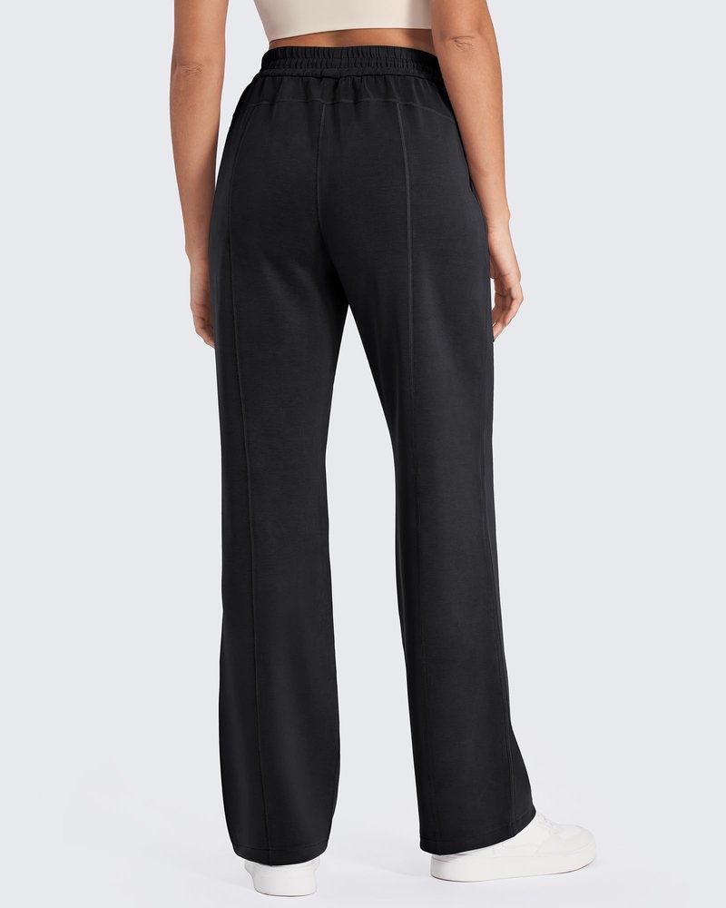 G4Free Sweatpants for Women with Pockets High Waisted Stretchy Dress Pants Drawcord Athletic Pants Casual Workout Pants(Black,M,Short)