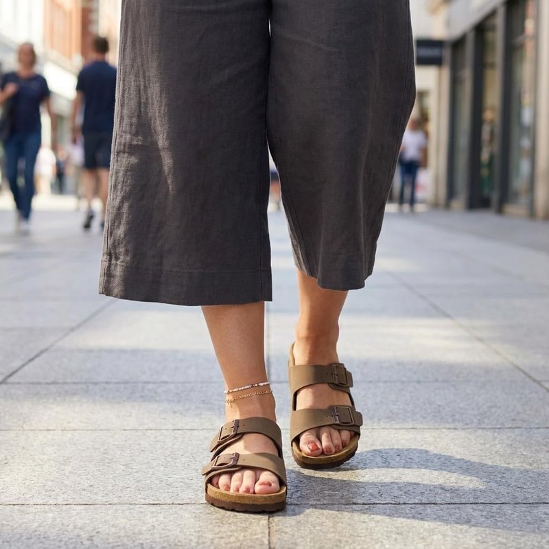 CUSHIONAIRE Lane Cork Footbed Women's Sandals - Comfortable Double Buckle Design with Arch Support | Classic Two Strap Style