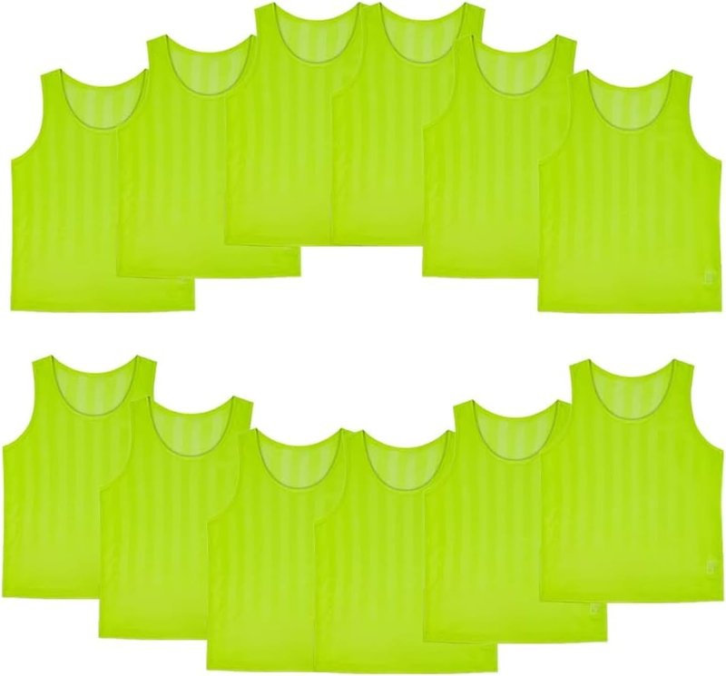Soccer Jersey Basketball Pinnies - 12 Pack Team Practice Vests for Kids & Adults