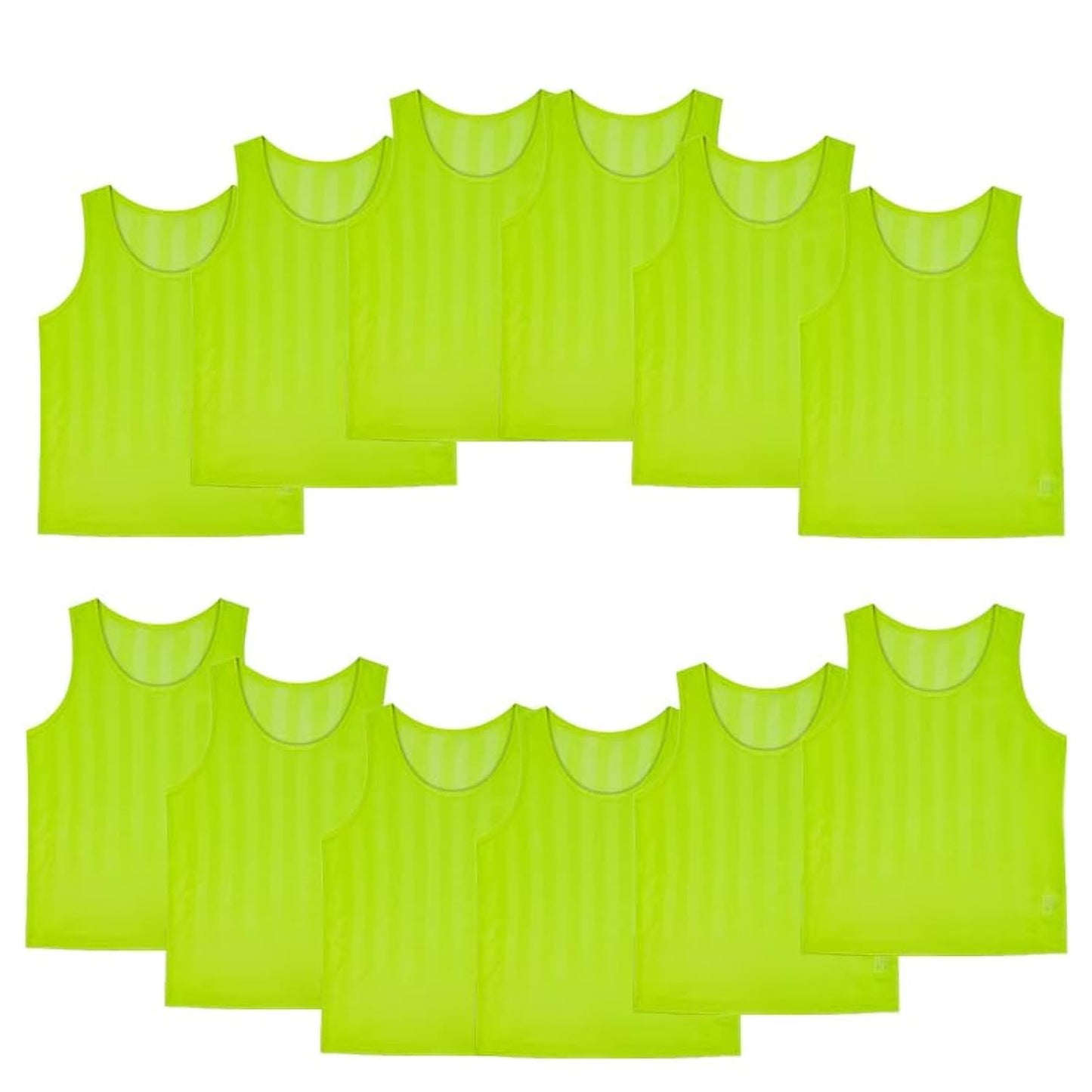 Saaifuu 12 Pack Soccer Jersey Basketball Pinnies Scrimmage Vests Team Practice Jerseys for Kids Youth Adult(S, Neon Green)