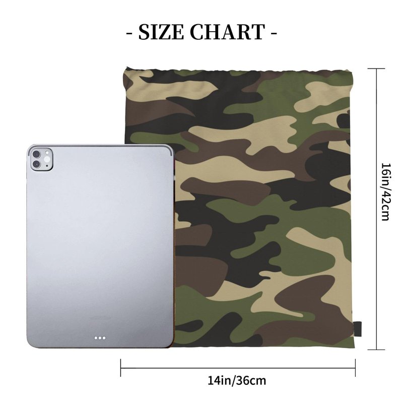 AIMASTZ Green Brown Camo Unisex Drawstring Backpack Bag Sport Gym Travel Swim Sackpack