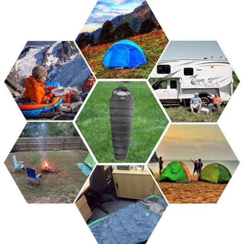 MANTUOLE Heated Sleeping Bag 5 Heating Zones, Operated with USB 5V/2A Battery or Other USB Power Supplies, Battery NOT Included, Mummy Style-Black.