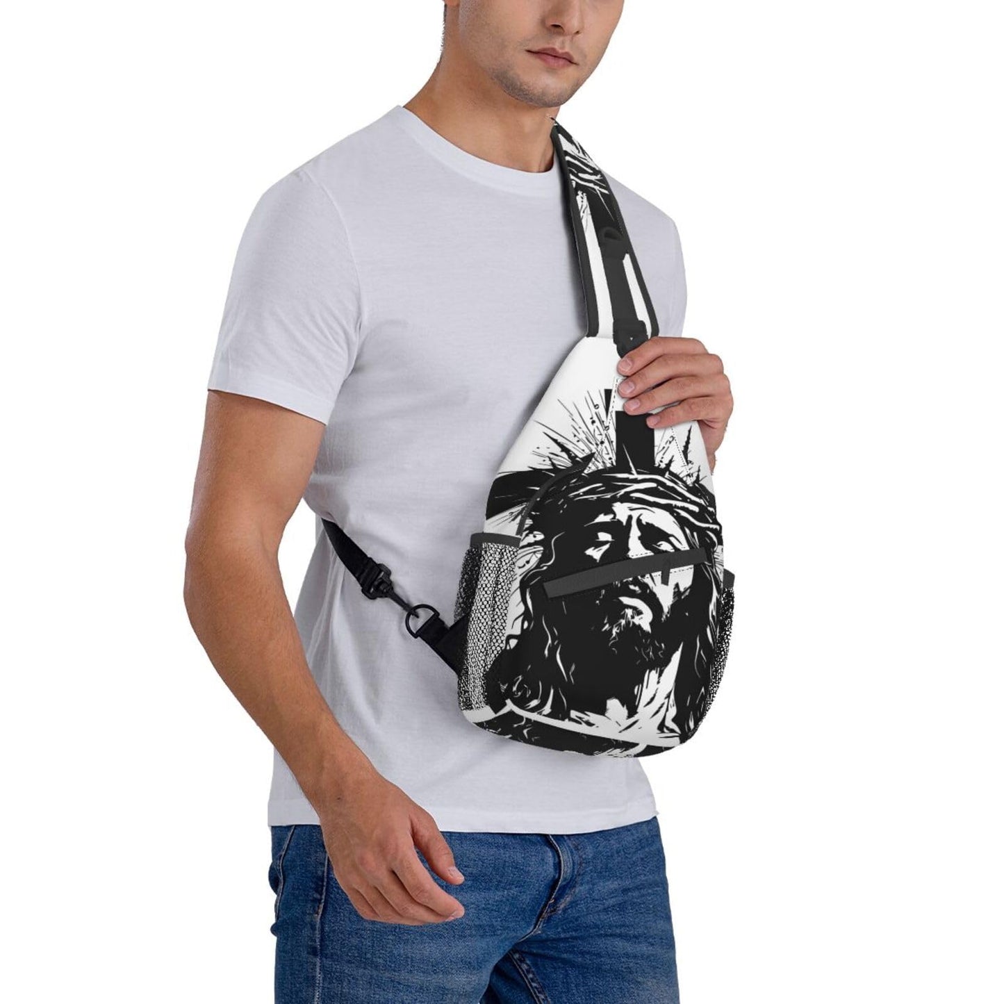 Jockphry Jesus Christ Sling Backpack Chest Bag Crossbody Shoulder Bag Gym Cycling Travel Hiking Daypack For Men Women